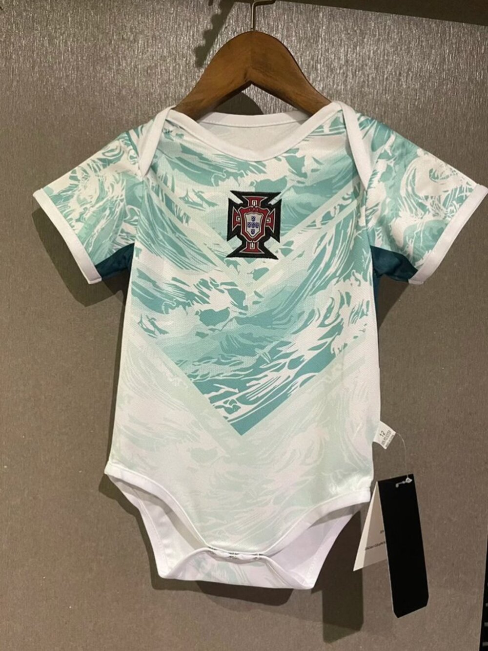 Portuguese National Team Baby Creeper - White/Teal Sea Pattern